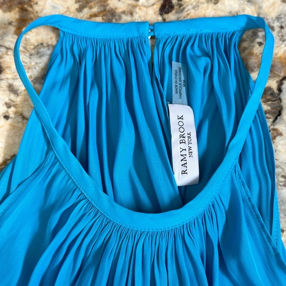 Ramy Brook sz MD sleeveless NWOT turquoise blue lightweight ruched waist dress - Picture 6 of 8